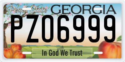 GA license plate PZO6999