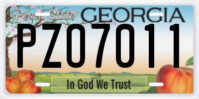 GA license plate PZO7011