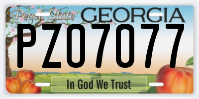 GA license plate PZO7077