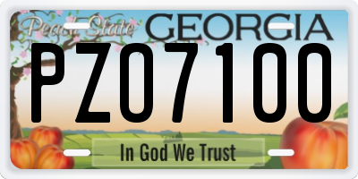 GA license plate PZO7100