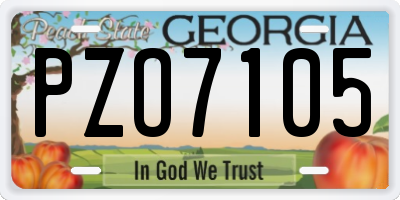 GA license plate PZO7105