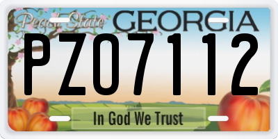 GA license plate PZO7112