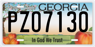 GA license plate PZO7130