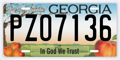 GA license plate PZO7136