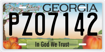 GA license plate PZO7142