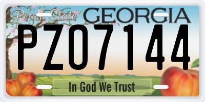 GA license plate PZO7144