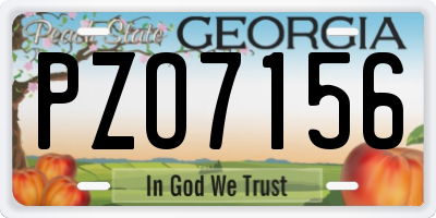 GA license plate PZO7156
