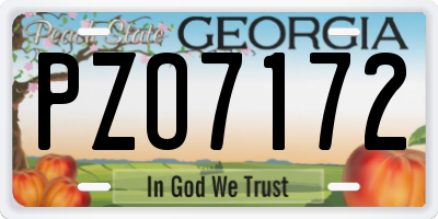 GA license plate PZO7172