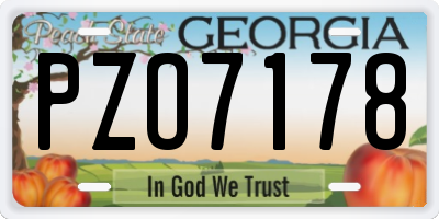 GA license plate PZO7178