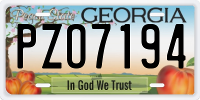 GA license plate PZO7194