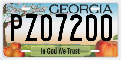 GA license plate PZO7200