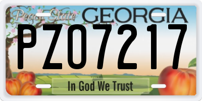 GA license plate PZO7217