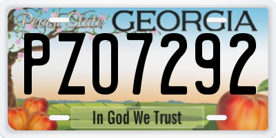 GA license plate PZO7292