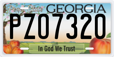 GA license plate PZO7320