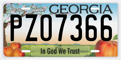 GA license plate PZO7366