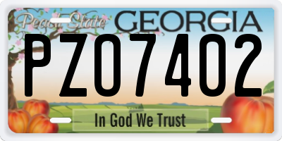 GA license plate PZO7402