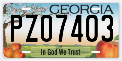 GA license plate PZO7403