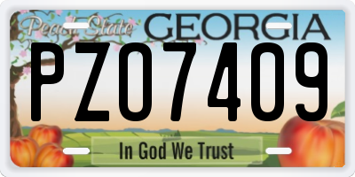 GA license plate PZO7409