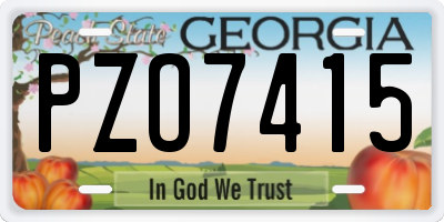 GA license plate PZO7415