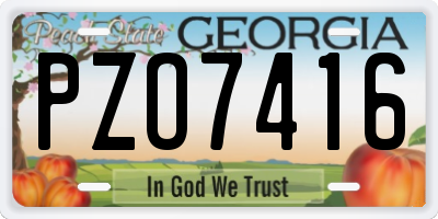 GA license plate PZO7416