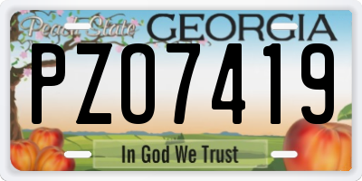 GA license plate PZO7419