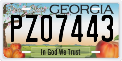 GA license plate PZO7443