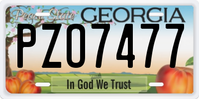 GA license plate PZO7477