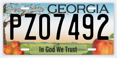 GA license plate PZO7492