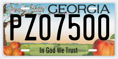 GA license plate PZO7500