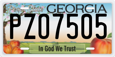 GA license plate PZO7505