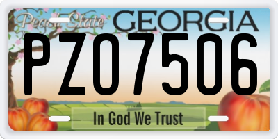 GA license plate PZO7506