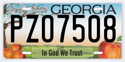 GA license plate PZO7508