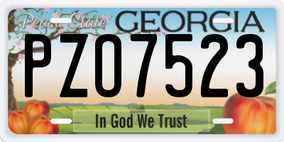 GA license plate PZO7523