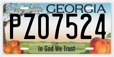 GA license plate PZO7524