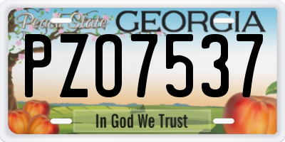 GA license plate PZO7537