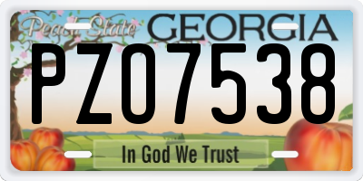 GA license plate PZO7538