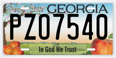 GA license plate PZO7540