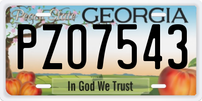 GA license plate PZO7543