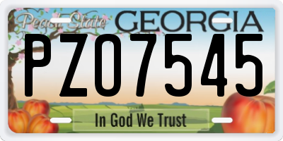 GA license plate PZO7545