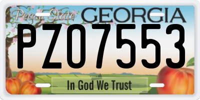 GA license plate PZO7553