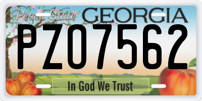 GA license plate PZO7562