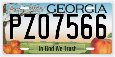 GA license plate PZO7566