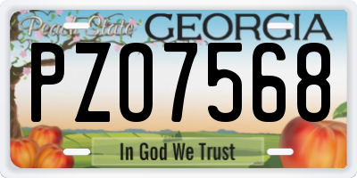 GA license plate PZO7568