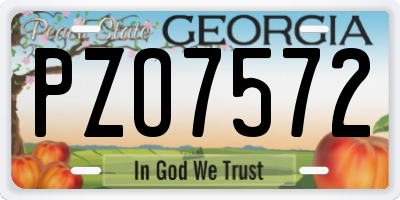 GA license plate PZO7572