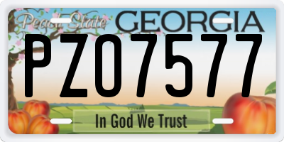 GA license plate PZO7577