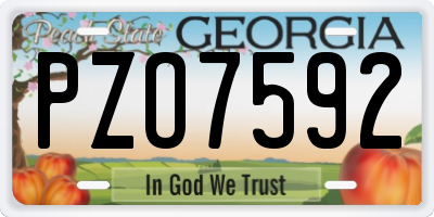 GA license plate PZO7592