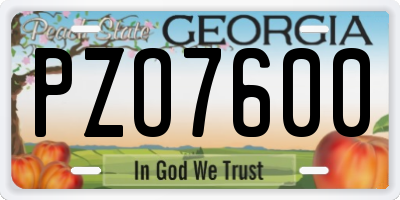 GA license plate PZO7600