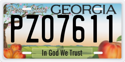 GA license plate PZO7611