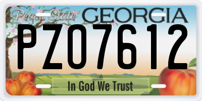 GA license plate PZO7612