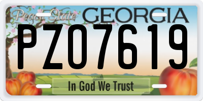 GA license plate PZO7619